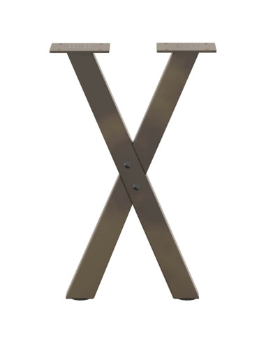 Gambe per Tavolino da Caffè a Forma di X 2 pz Acciaio Naturale 38x(42-43) cm Acciaio