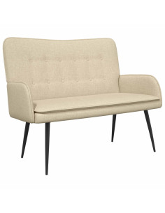 Divano a 2 Posti Crema 115 x 61 x 87 cm Tessuto 2