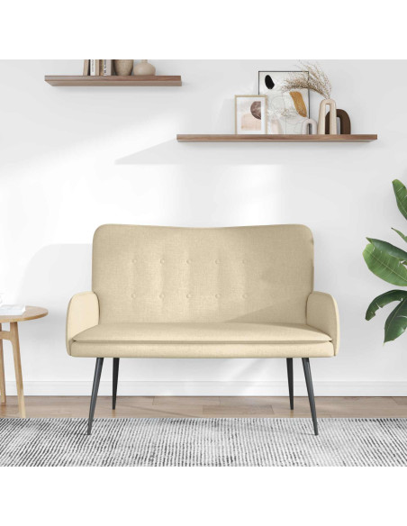 Divano a 2 Posti Crema 115 x 61 x 87 cm Tessuto