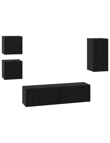 Set mobile TV 5 pcs Rovere Nero Legno multistrato