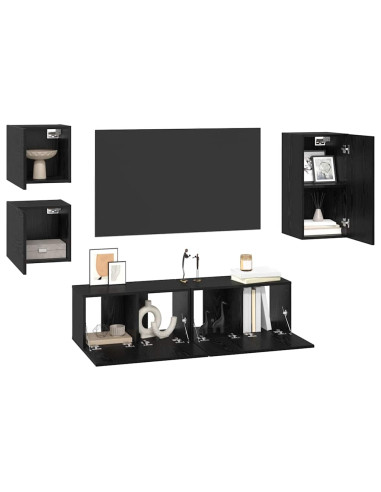 Set mobile TV 5 pcs Rovere Nero Legno multistrato