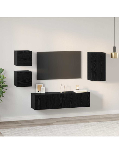 Set mobile TV 5 pcs Rovere Nero Legno multistrato