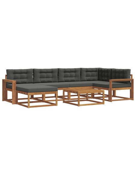Set di divani da esterno con cuscino 7 pcs Naturale e Antracite