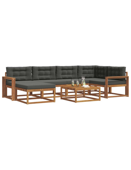 Set di divani da esterno con cuscino 7 pcs Naturale e Antracite