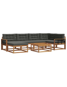 Set di divani da esterno con cuscino 7 pcs Naturale e Antracite 2