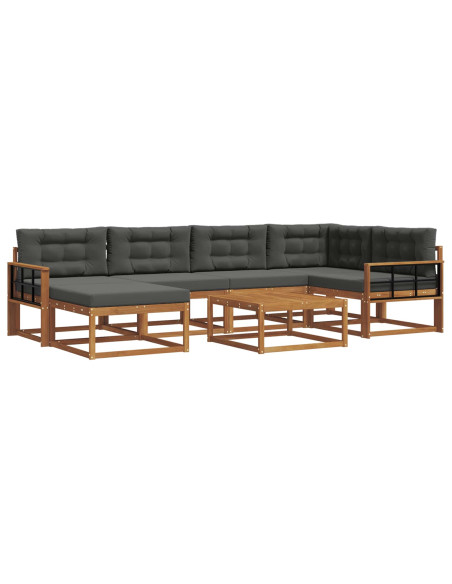 Set di divani da esterno con cuscino 7 pcs Naturale e Antracite