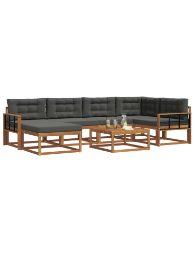 Set di divani da esterno con cuscino 7 pcs Naturale e Antracite