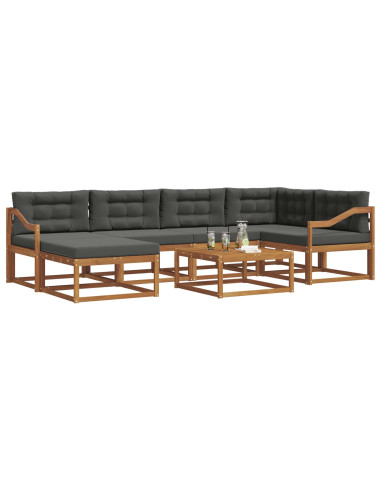 Set di divani da esterno con cuscino 7 pcs Naturale e Antracite