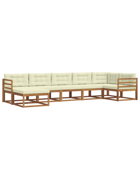 Set di divani da esterno con cuscino 7 pcs Naturale e Crema