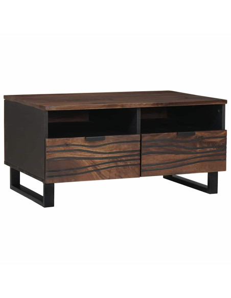 Tavolino da salotto con cassetto Marrone e Nero 80 x 54 x 40 cm