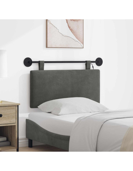 Testiera sospesa Con luce LED Grigio Scuro Tessuto in Cords