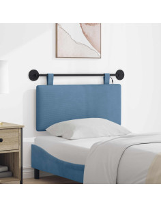 Testiera sospesa Con luce LED Blu Tessuto in Cords