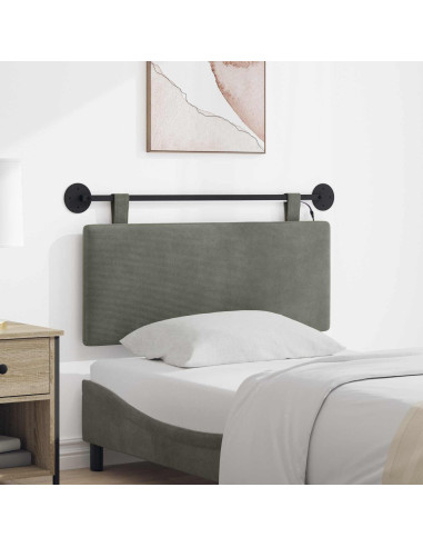 Testiera sospesa Con luce LED Grigio Chiaro Tessuto in Cords