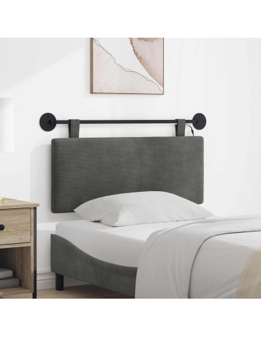 Testiera sospesa Con luce LED Grigio Scuro Tessuto in Cords