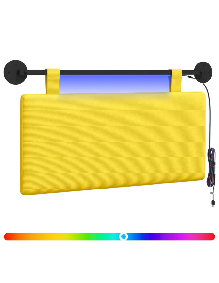 Testiera sospesa Con luce LED Giallo Chiaro Tessuto in Cords