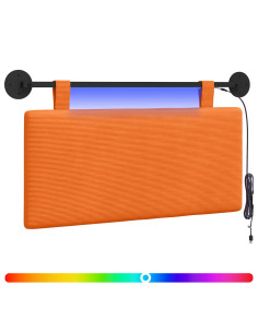 Testiera sospesa Con luce LED Arancione Tessuto in Cords 2