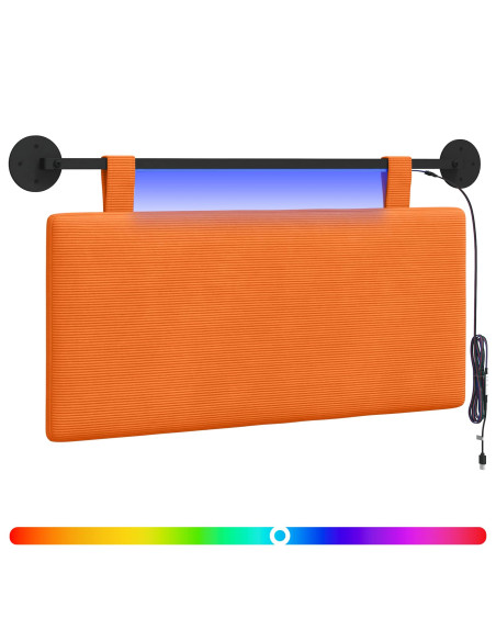Testiera sospesa Con luce LED Arancione Tessuto in Cords