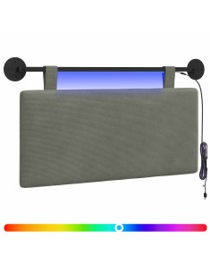 Testiera sospesa Con luce LED Grigio Chiaro Tessuto in Cords 2