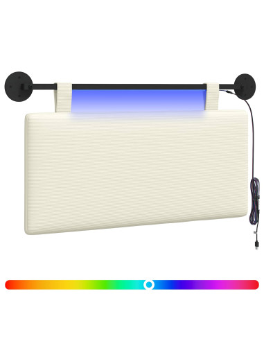 Testiera sospesa Con luce LED Crema Tessuto in Cords