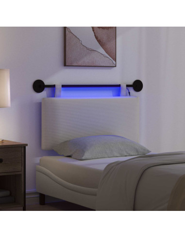 Testiera sospesa Con luce LED Crema Tessuto in Cords
