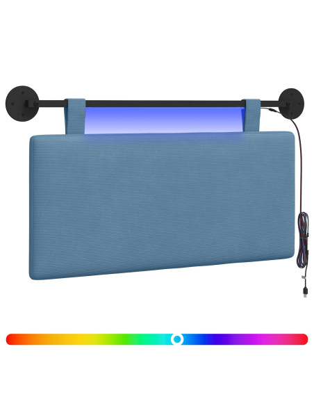 Testiera sospesa Con luce LED Blu Tessuto in Cords