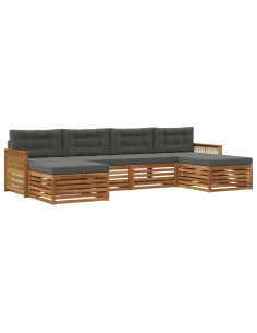 Set divani con cuscino 6 pcs Legno di Acacia Massello 2