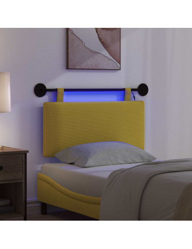 Testiera sospesa Con luce LED Giallo Chiaro Tessuto in Cords