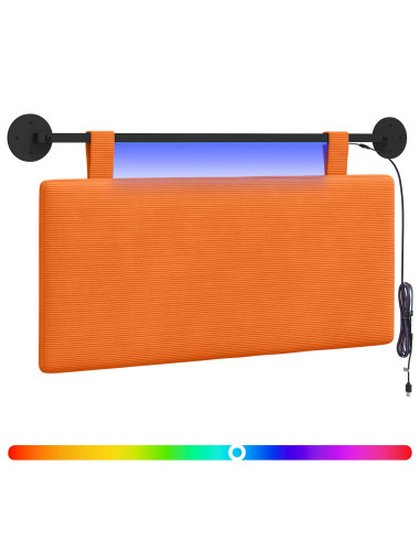 Testiera sospesa Con luce LED Arancione Tessuto in Cords
