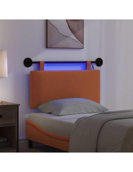 Testiera sospesa Con luce LED Arancione Tessuto in Cords