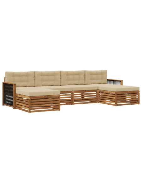 Set divani con cuscino 6 pcs Legno di Acacia Massello