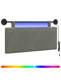Testiera sospesa Con luce LED Grigio Chiaro Tessuto in Cords 2