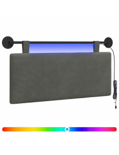 Testiera sospesa Con luce LED Grigio Scuro Tessuto in Cords 2