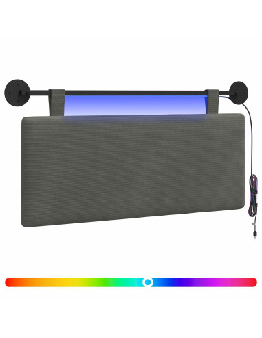 Testiera sospesa Con luce LED Grigio Scuro Tessuto in Cords