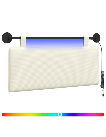 Testiera sospesa Con luce LED Crema Tessuto in Cords