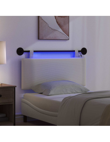 Testiera sospesa Con luce LED Crema Tessuto in Cords