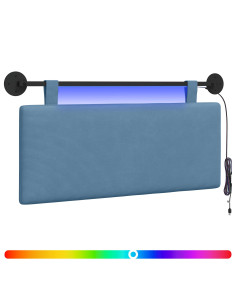Testiera sospesa Con luce LED Blu Tessuto in Cords 2