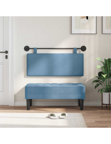Testiera sospesa Con luce LED Blu Tessuto in Cords