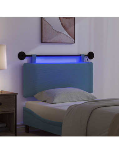 Testiera sospesa Con luce LED Blu Tessuto in Cords