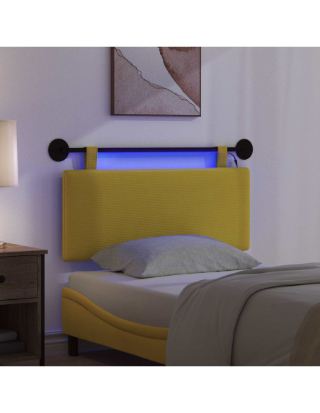 Testiera sospesa Con luce LED Giallo Chiaro Tessuto in Cords