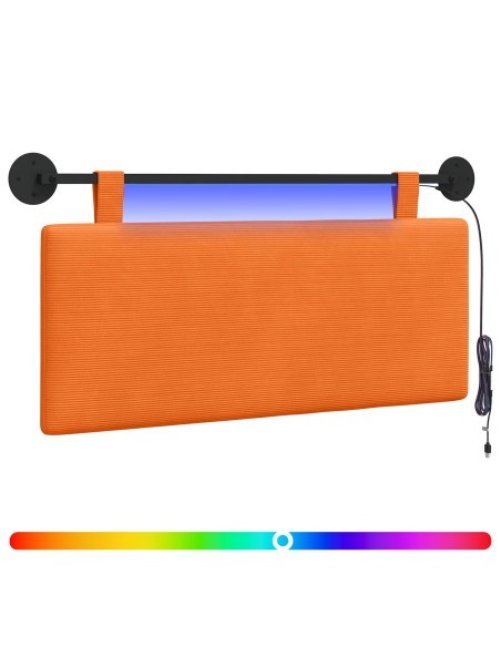 Testiera sospesa Con luce LED Arancione Tessuto in Cords