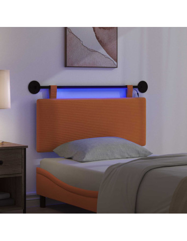 Testiera sospesa Con luce LED Arancione Tessuto in Cords