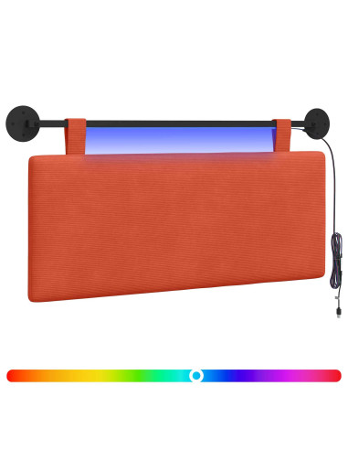 Testiera sospesa Con luce LED Rosso Arancio Tessuto in Cords
