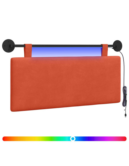 Testiera sospesa Con luce LED Rosso Arancio Tessuto in Cords