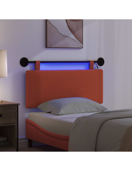 Testiera sospesa Con luce LED Rosso Arancio Tessuto in Cords