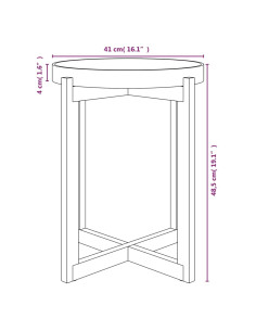 Tavolino Grigio 41x41x48,5cm Legno Multistrato e Massello Pino