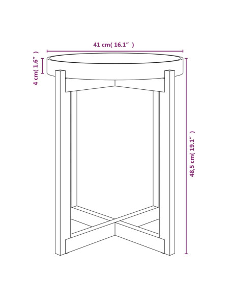 Tavolino Grigio 41x41x48,5cm Legno Multistrato e Massello Pino