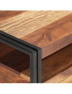 Tavolino 100x55x45cm in Massello Acacia con Finitura Sheesham