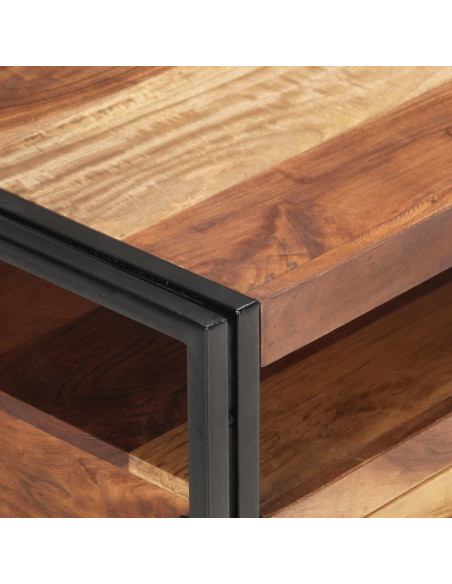 Tavolino 100x55x45cm in Massello Acacia con Finitura Sheesham