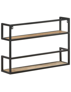Scaffale a Muro 80x20x60 cm in Legno di Mango Grezzo