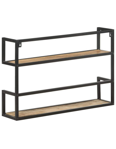 Scaffale a Muro 80x20x60 cm in Legno di Mango Grezzo